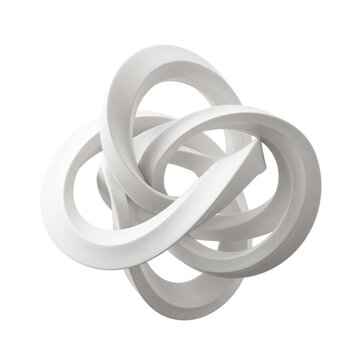 Abstract 3D White Mobius Loop Sculpture Isolated on White BACKGROUND
