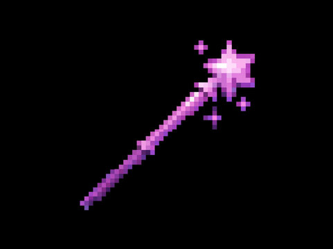 A sparkling purple magic wand with a star on top, emitting magical light AI generative