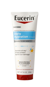 Eucerin daily hydration cream spf 30 sunscreen product on a transparent background