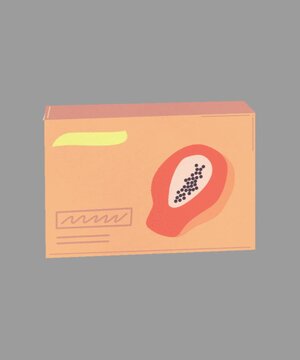 Papaya soap box packaging product animation