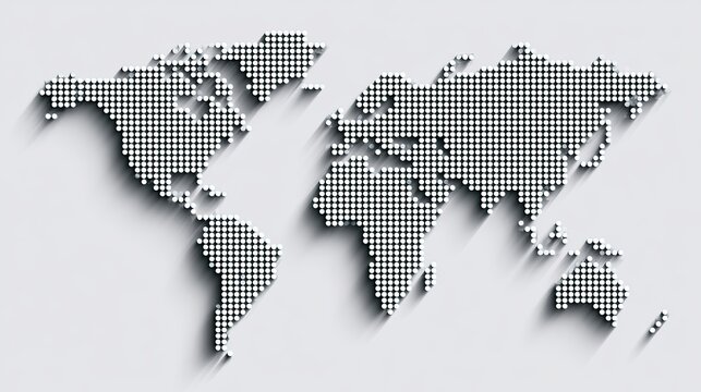 Global Dotted World Map Pattern in Gray.