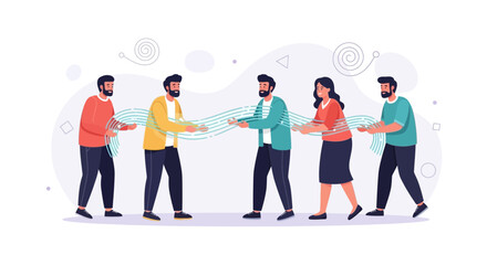 Obraz premium Diverse team collaborating, building connection and unity with abstract energy flow