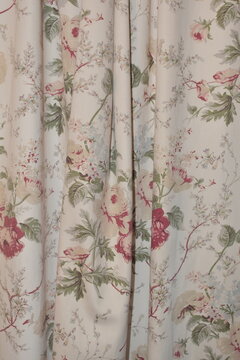 background of vintage retro curtains with flowers 