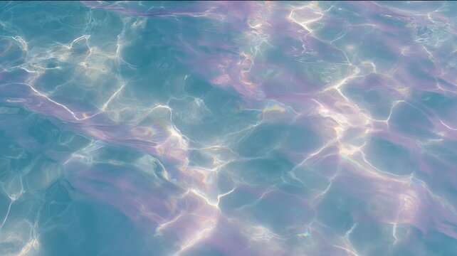 Iridescent water surface with soft pastel tones. Artificial intelligence image
