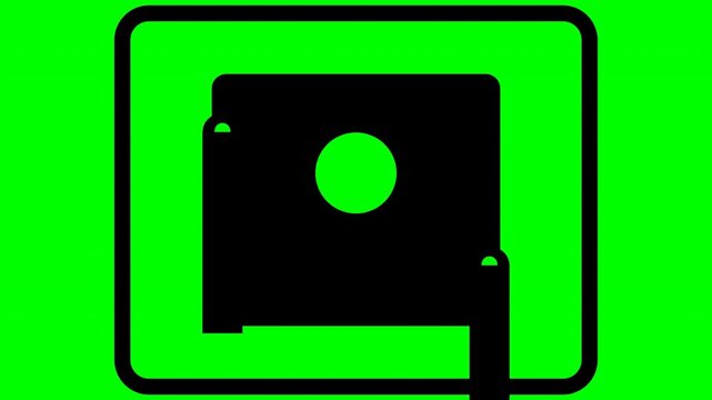 Hand pinch in gesture icon for touch screen interface on green screen