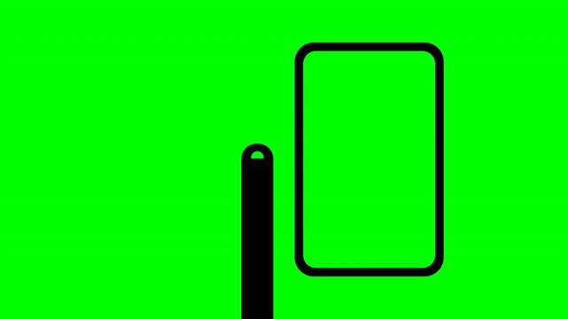 Smartphone gesture swipe edge left animation on green screen