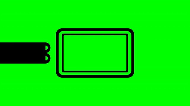 Two finger drag gesture icon on green screen for touchscreen UI