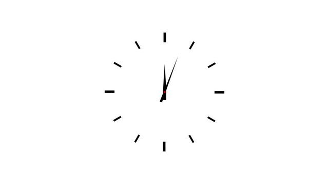 Minimalist analog wall clock face featuring rapidly spinning clock hands on a clean white background, representing the concept of passing time, urgency, deadlines, and efficient time management