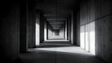 Fototapeta premium Brutalist Concrete Walkway with Dramatic Shadows