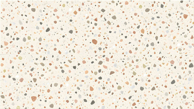 Terrazzo Tile Pattern in Cream Taupe and Dusty Peach