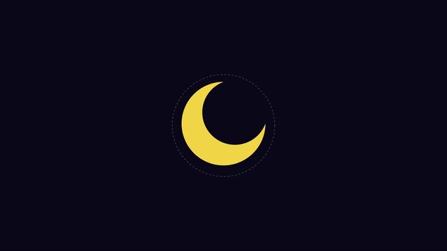 Minimalist animated crescent moon with twinkling star for night mode ui and sleep app animation 4k ui animation