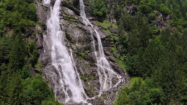 The Nardis waterfall in the Dolomite mountains