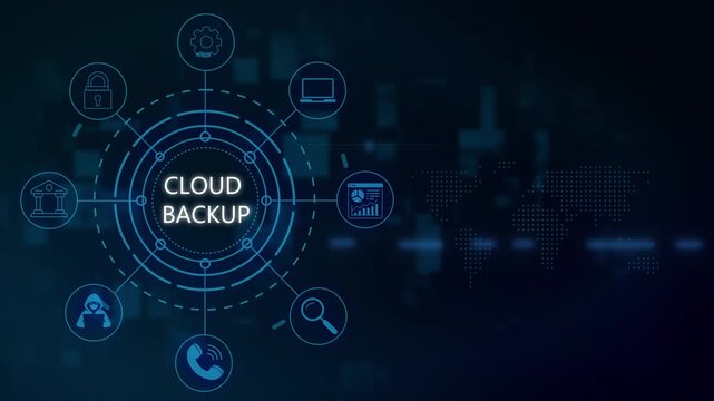 Cloud backup digital network interface with global data connectivity and cybersecurity data storage global connection