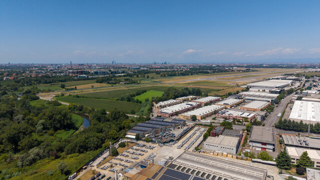 Industrial Zone Aerial View Near Milan Italy Peschiera Borromeo