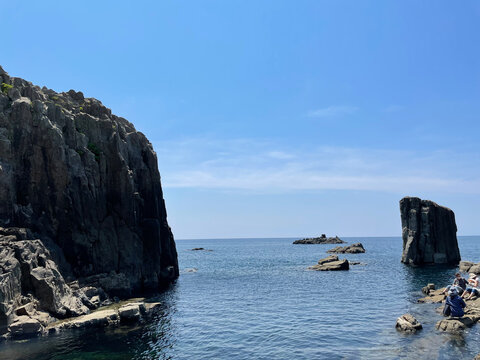 Basalt Sea Stacks at Tojinbo Cliffs on the Sea of Japan
