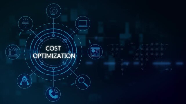 Cost optimization digital hud interface with business and global network data analytics business strategy