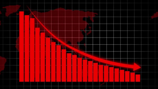 Down business graph icon .business or finance concept icon. Abstract decreasing business graph chart animation background. 4k