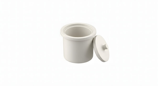 High-Detailed 3D Render of a TGA Ceramic Crucible with Lid for Scientific Analysis Isolated on White