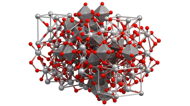 High-Resolution 3D Render of Titanium Dioxide (TiO2) Crystal Molecular Structure Isolated on White Background