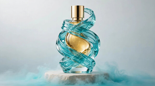 Perfume com tor&ccedil;&atilde;o escultural com interior dourado