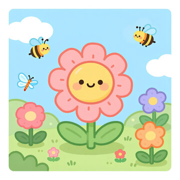 bee and flowers
