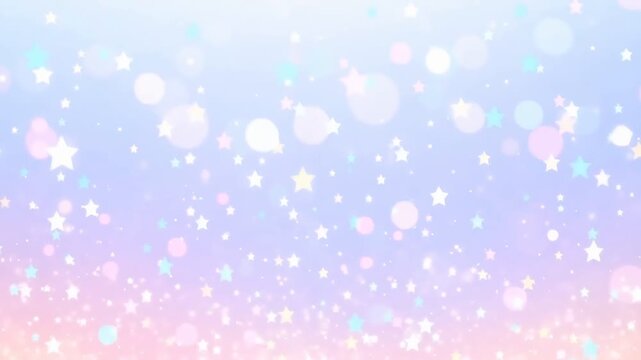 Glittering Star Particles Background with Pastel Soft Bokeh Lights and Fantasy Glow