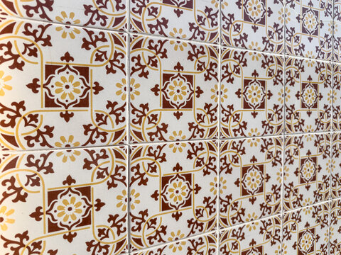 Traditional Portuguese ceramic tiles wall patterns