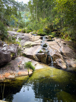 Natural waterfall pool at Poco Azul Afife Portugal