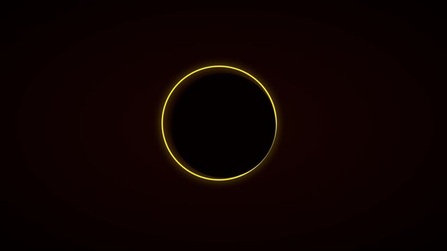 Solar eclipse animation with glowing sun corona and dark moon silhouette 4k astronomy space