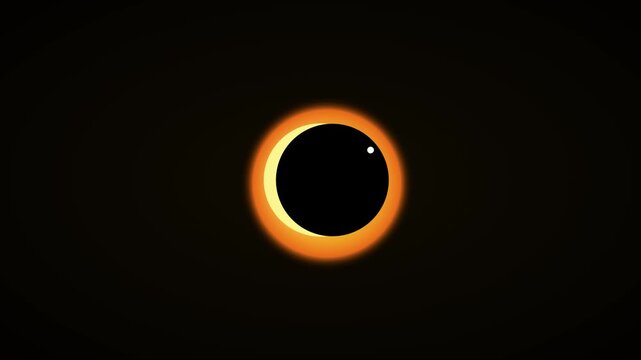 Total solar eclipse with baily's beads effect: cinematic astronomical event in deep space animation 4k