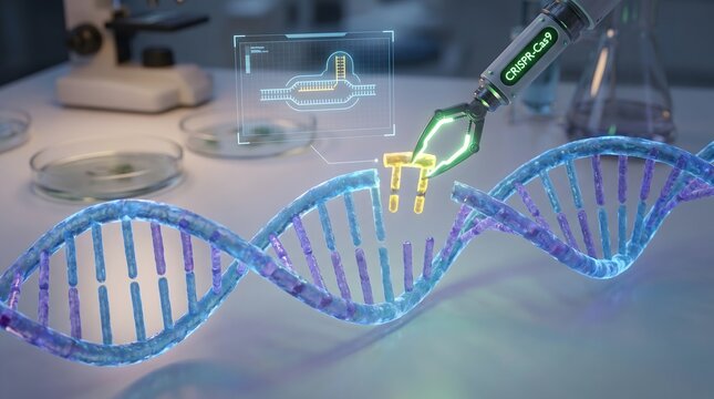 CRISPR Genetic Engineering DNA Strand Editing Concept