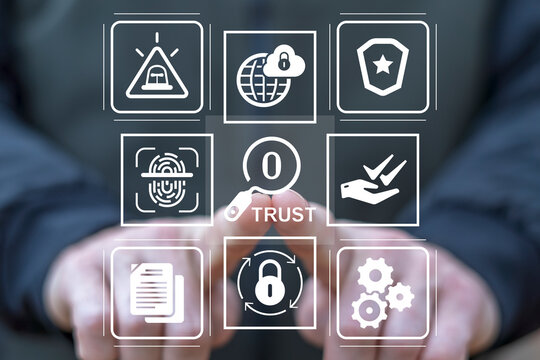 Concept of zero trust security network communication cloud computing internet technology.
