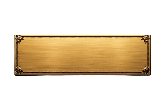 Wide blank gold nameplate with decorative corner details