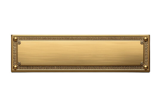 Long blank golden brass plaque with ornate border