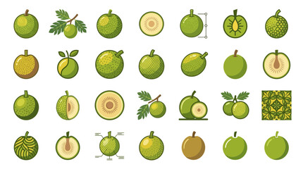 Variety of green fruit and berry botanical icons © Tau