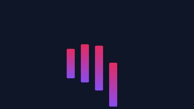 Animated gradient bar graph showing growth and data visualization on dark animation 4k background business
