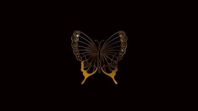 luxury gold butterfly animation on the alpha channel background