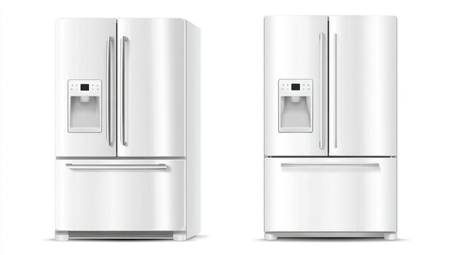 Modern White Double Door Refrigerator with Ice Dispenser
