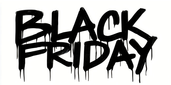 The Words That Drop In Black Paint As Bold Letters Announce A Day Of Fierce Deals, ai generated.