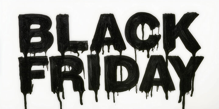 The Words That Drop In Black Paint As Bold Letters Announce A Day Of Fierce Deals, ai generated.