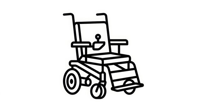 Medical - Electric wheelchair icon outline vector illustration
