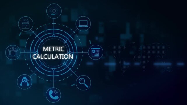 Metric calculation hud interface with digital map and business for data analytics dashboard