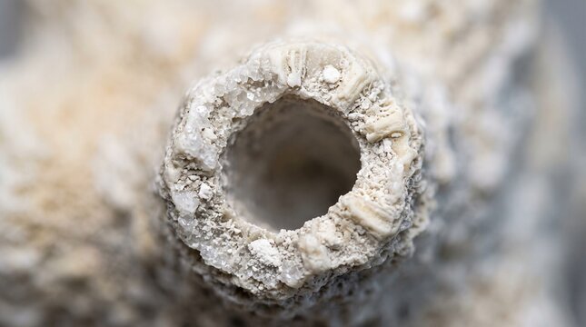 Extreme calcite macro around a single coral cavity
