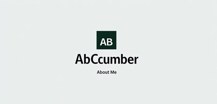Simple website header with a dark-green box logo and text for "AbCumber" and "About Me