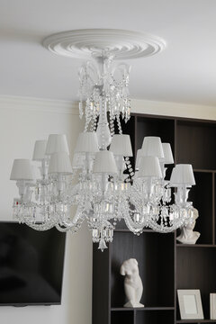 Luxury crystal chandelier in interior