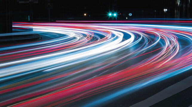 Curving Long Exposure Traffic Light Trails at Night