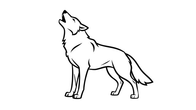 Howling wolf illustration on white background.