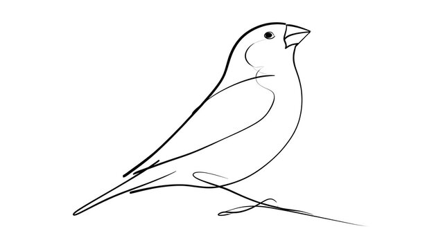 Minimalist bird line drawing white background.