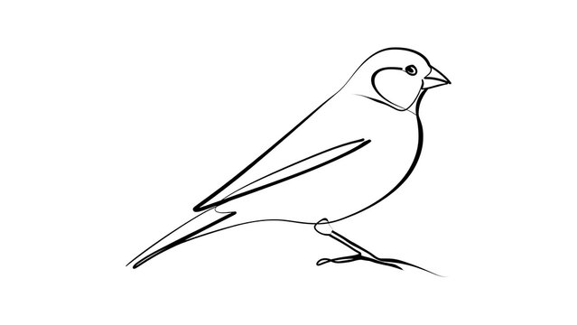 Minimalist bird line drawing on white background.