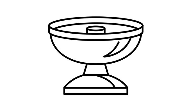 Minimalist baptismal font illustration white background.